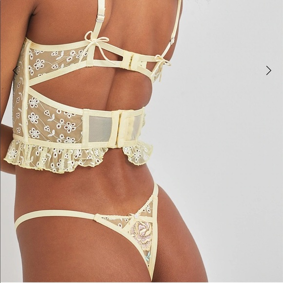 Vintage Eyelet Rose Thong and Bustier set - Picture 6 of 15